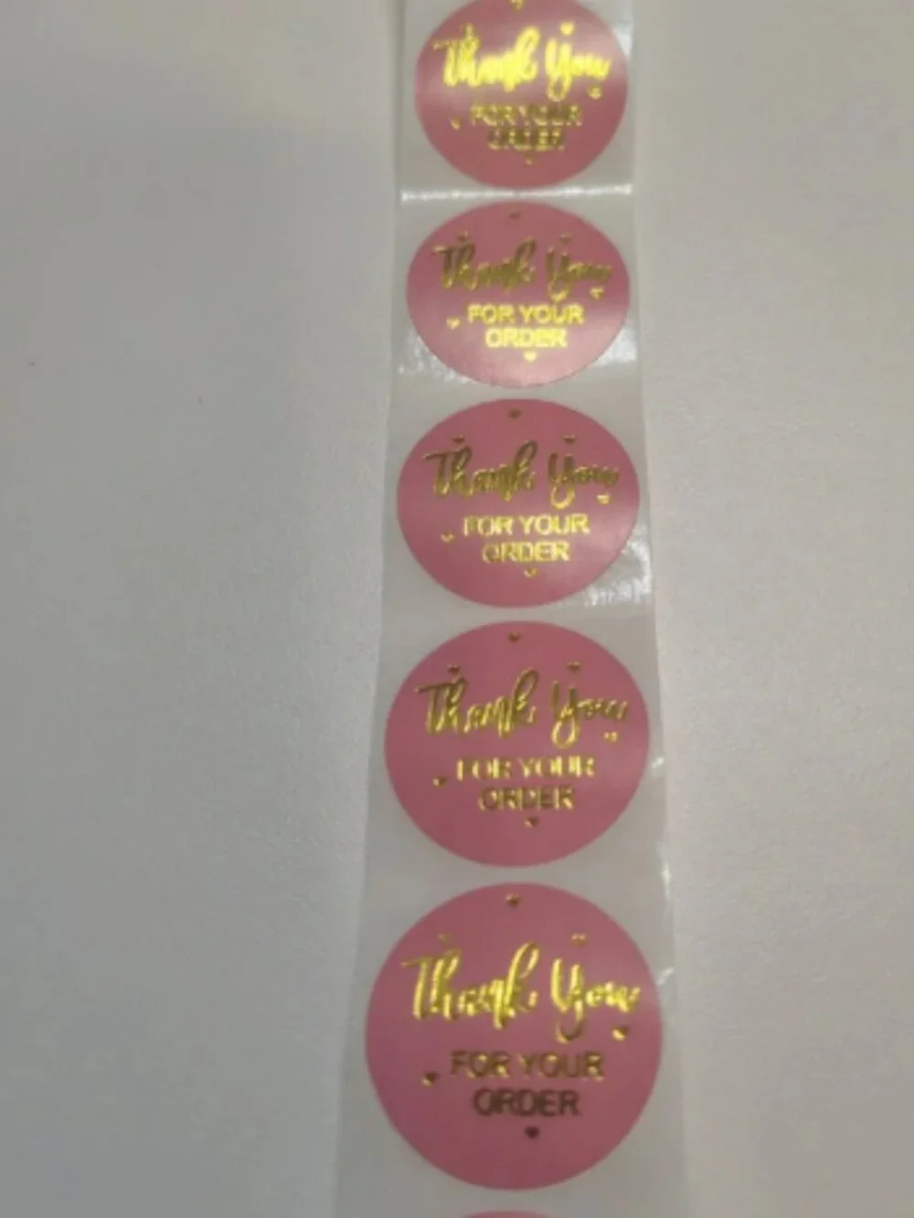 49 Hot Pink and Gold Thank You Cards and Stickers